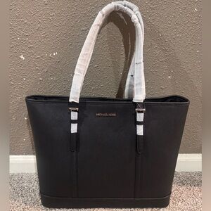 Michael Kors Black Leather Shoulder Tote-NWT